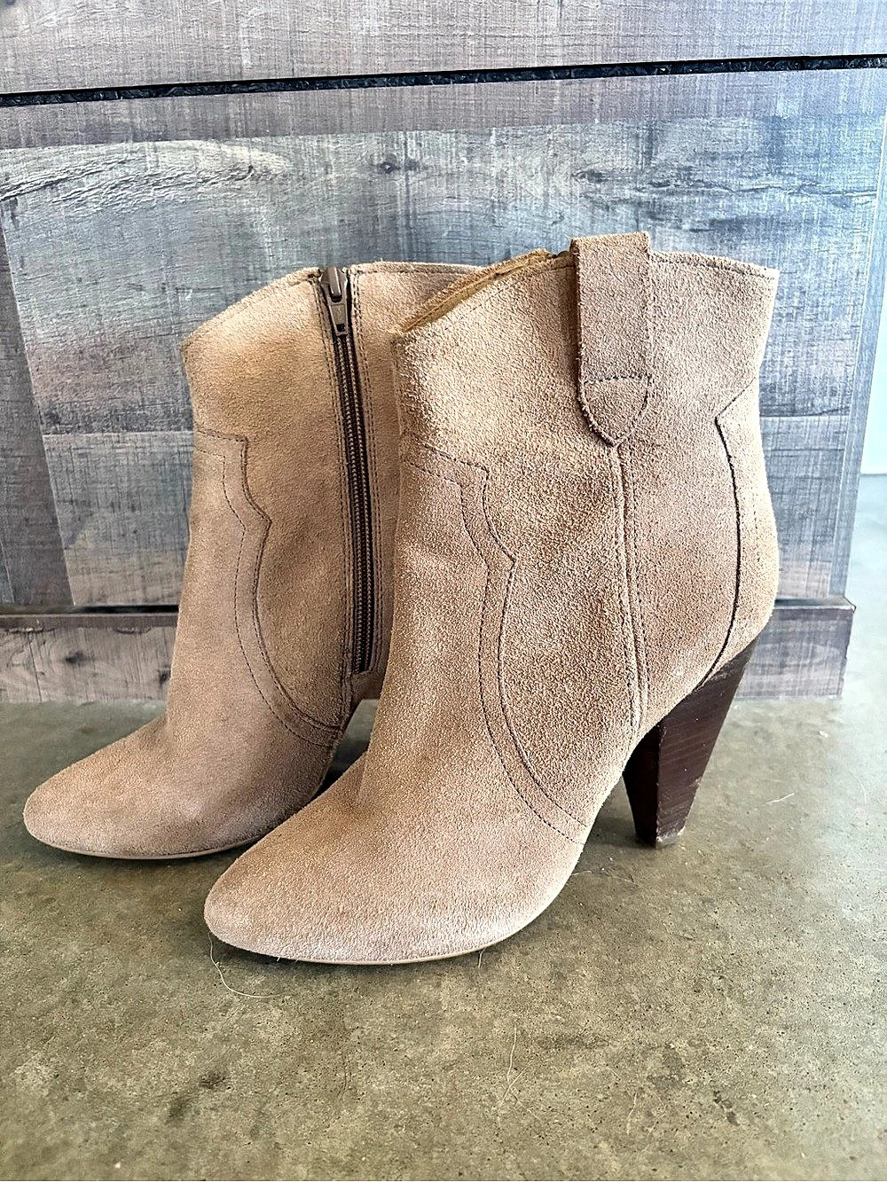 Steve Madden Suede-Look Heeled Ankle Boots in Brown